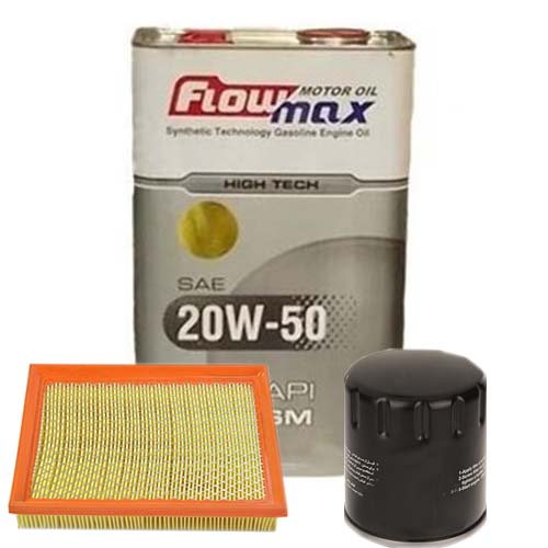 تصویر پک روغن پراید فلومکس های‌تک (SM 20W50) 4L فلزی + فیلتر روغن و فیلتر هوا 