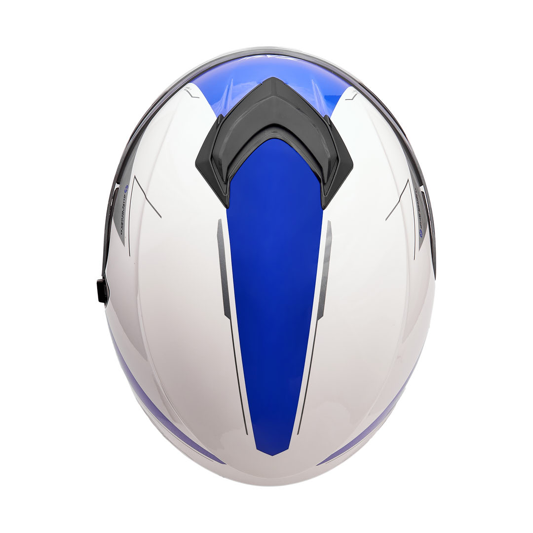 تصویر کلاه کاسکت بدون فک فلش مدل 852 glossy white-blue سایز L