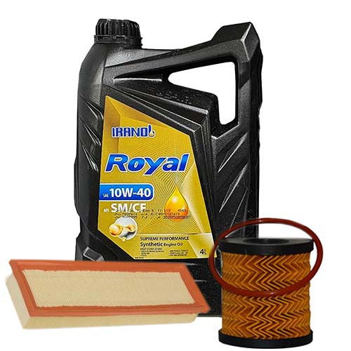 تصویر پک روغن پژو 206 تیپ 2 ایرانول رویال (SM 10W40) 4L + فیلتر روغن و فیلتر هوا