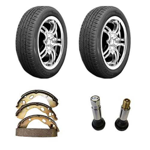 تصویر دو حلقه لاستیک بارز 185/65 R14 + لنت کفشکی عقب پژو 206 تیپ 1 و 2 عظام + والف