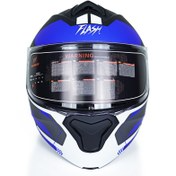 تصویر کلاه کاسکت فک متحرک فلش مدل 935sv blue-white سایز XL