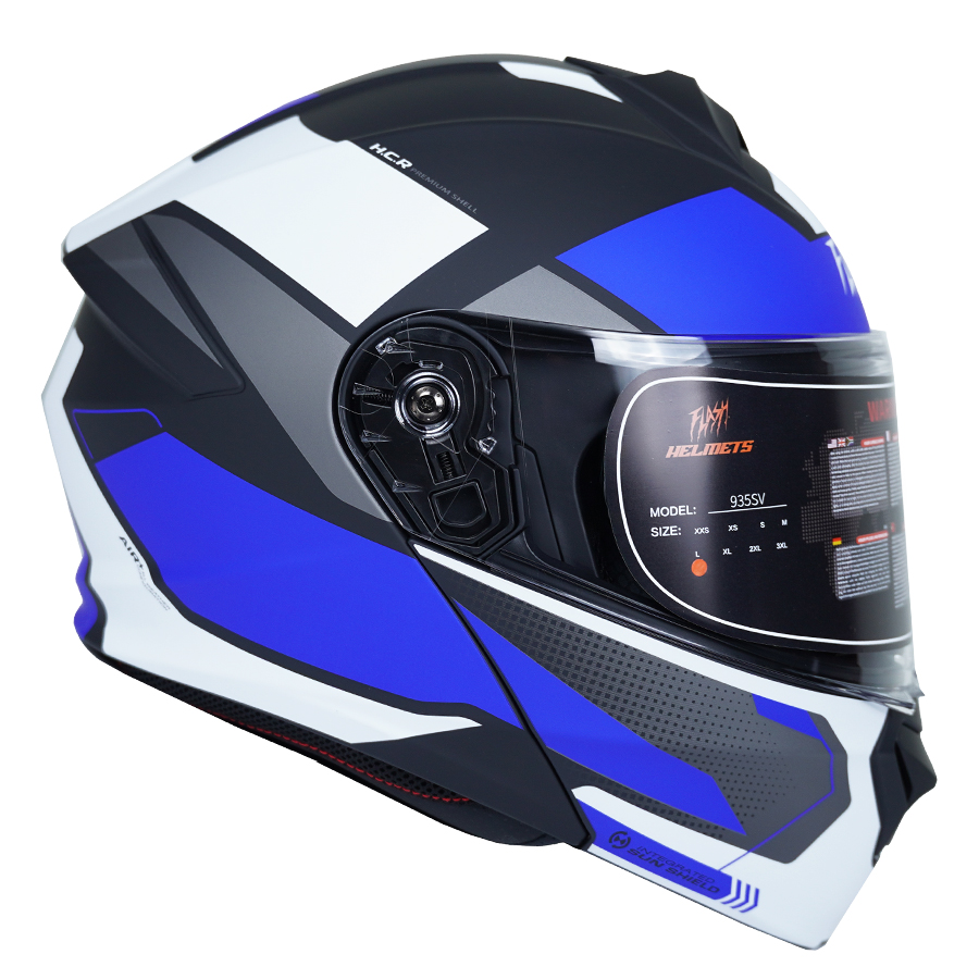 تصویر کلاه کاسکت فک متحرک فلش مدل 935sv blue-white سایز L