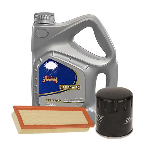 تصویر پک روغن پراید بهران پیشتاز (SJ 10W40) 3.5L + فیلتر روغن و فیلتر هوا 