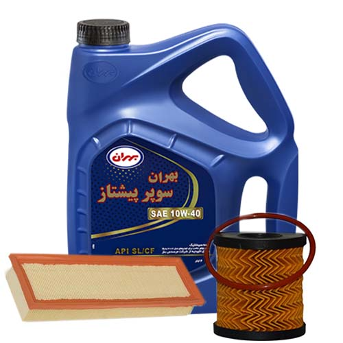 تصویر پک روغن پژو 206 تیپ 2 بهران سوپر پیشتاز (SL 10W40) 4L + فیلتر روغن و فیلتر هوا