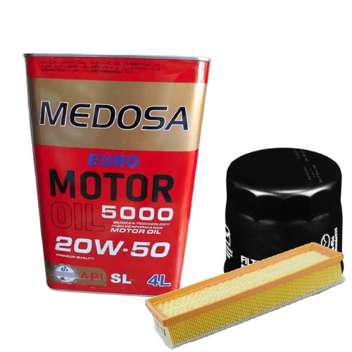 تصویر پک روغن پراید مدوسا (SL 20W50) 4L + فیلتر روغن و فیلتر هوا 
