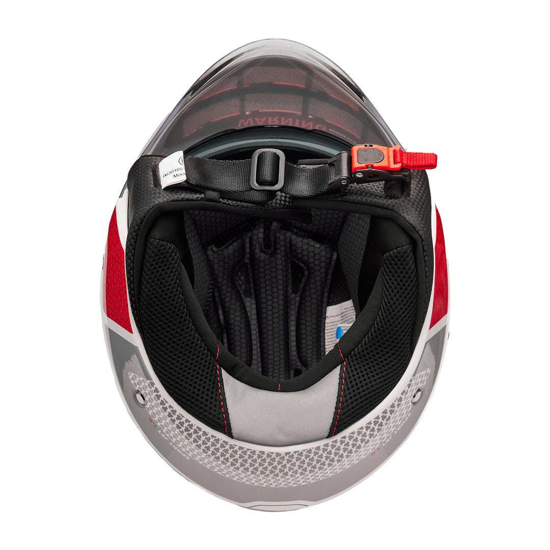 تصویر کلاه کاسکت بدون فک فلش مدل 852 glossy red-white سایز L