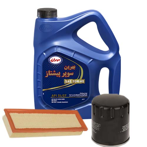 تصویر پک روغن سمند ملی بهران سوپر پیشتاز(SL 10W40) 4L + فیلتر روغن و فیلتر هوا 