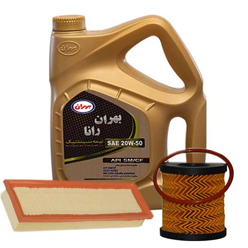 تصویر پک روغن پژو 206 تیپ 2 بهران رانا (SM 20W50) 4L + فیلتر روغن و فیلتر هوا