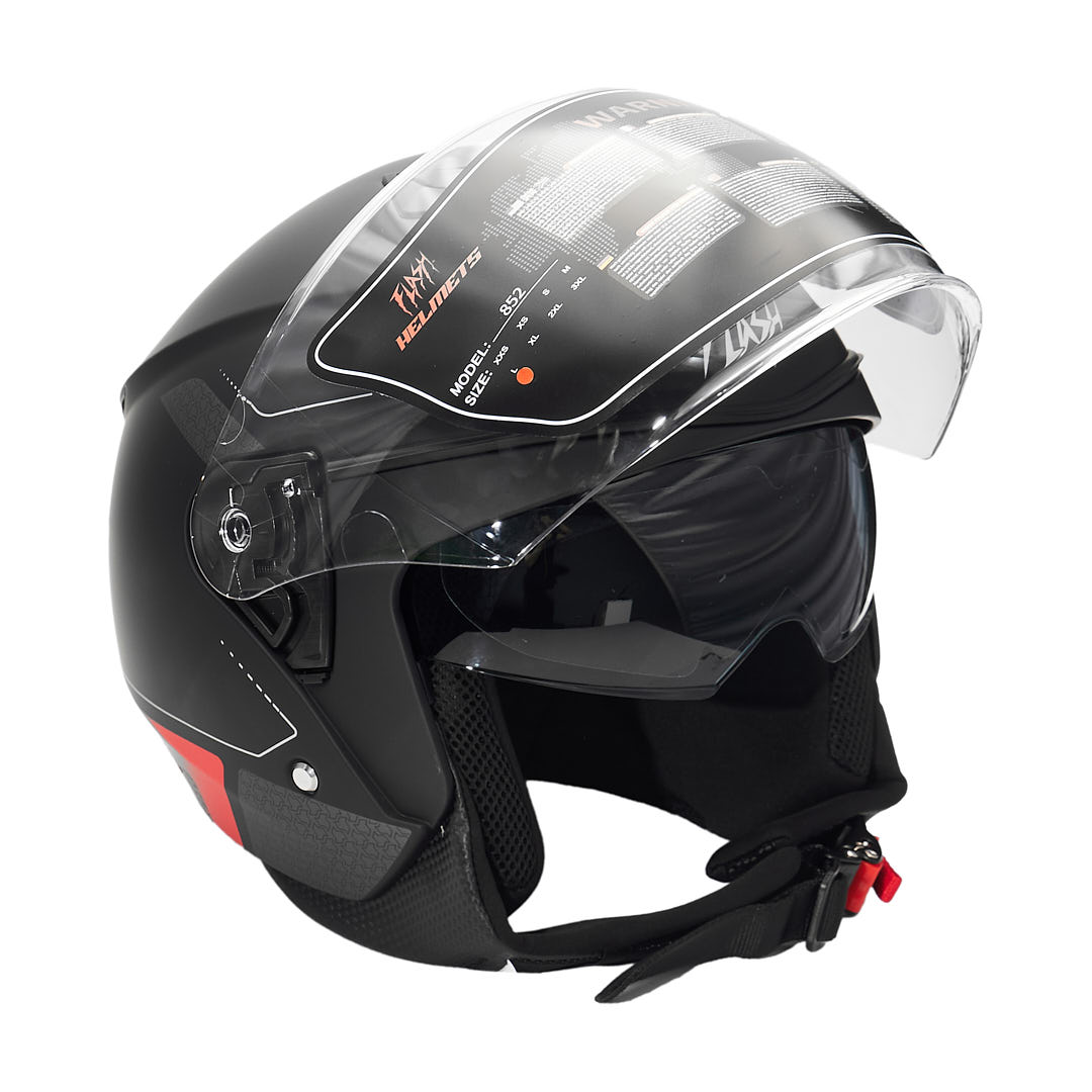 تصویر کلاه کاسکت بدون فک فلش مدل 852 matt red-black سایز XL