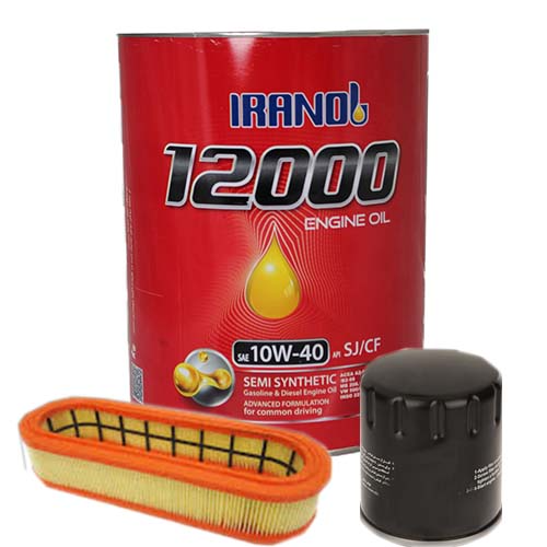 تصویر پک روغن تیبا ساینا کوییک ایرانول 12000 (SJ 10W40) 4L +فیلتر روغن و فیلتر هوا