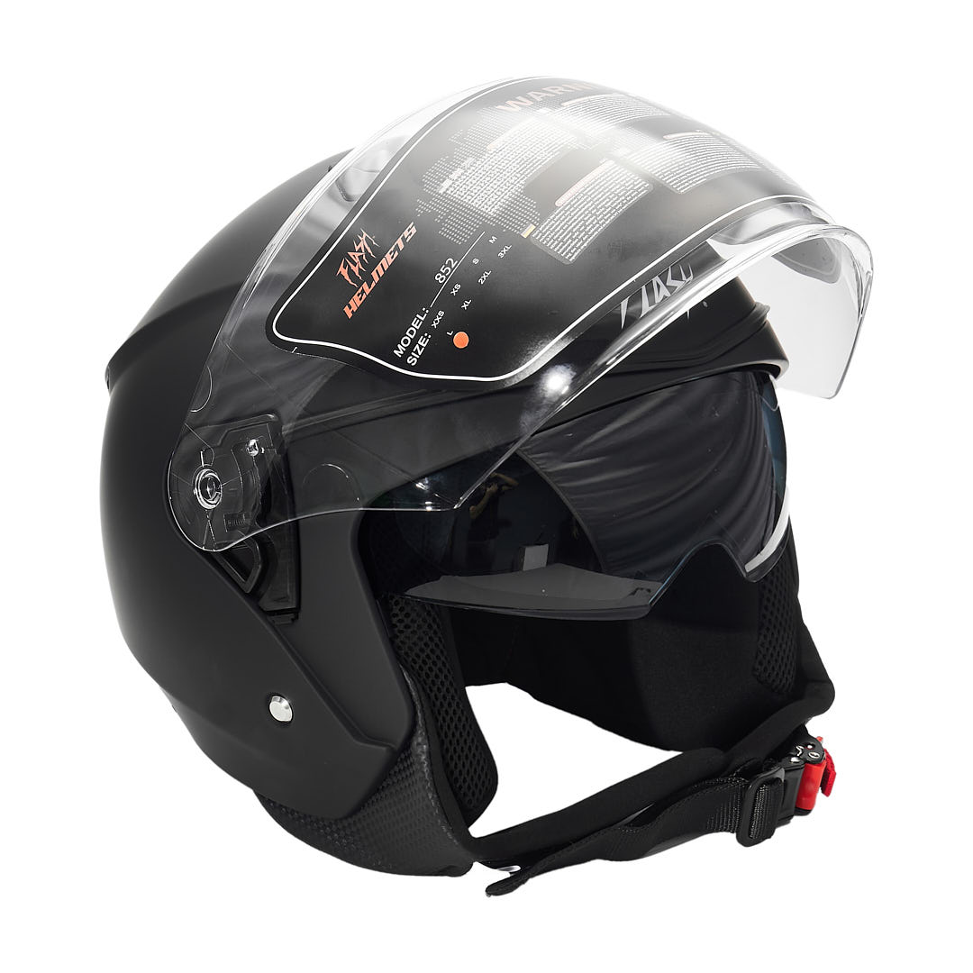 تصویر کلاه کاسکت بدون فک فلش مدل 852 matt black سایز L