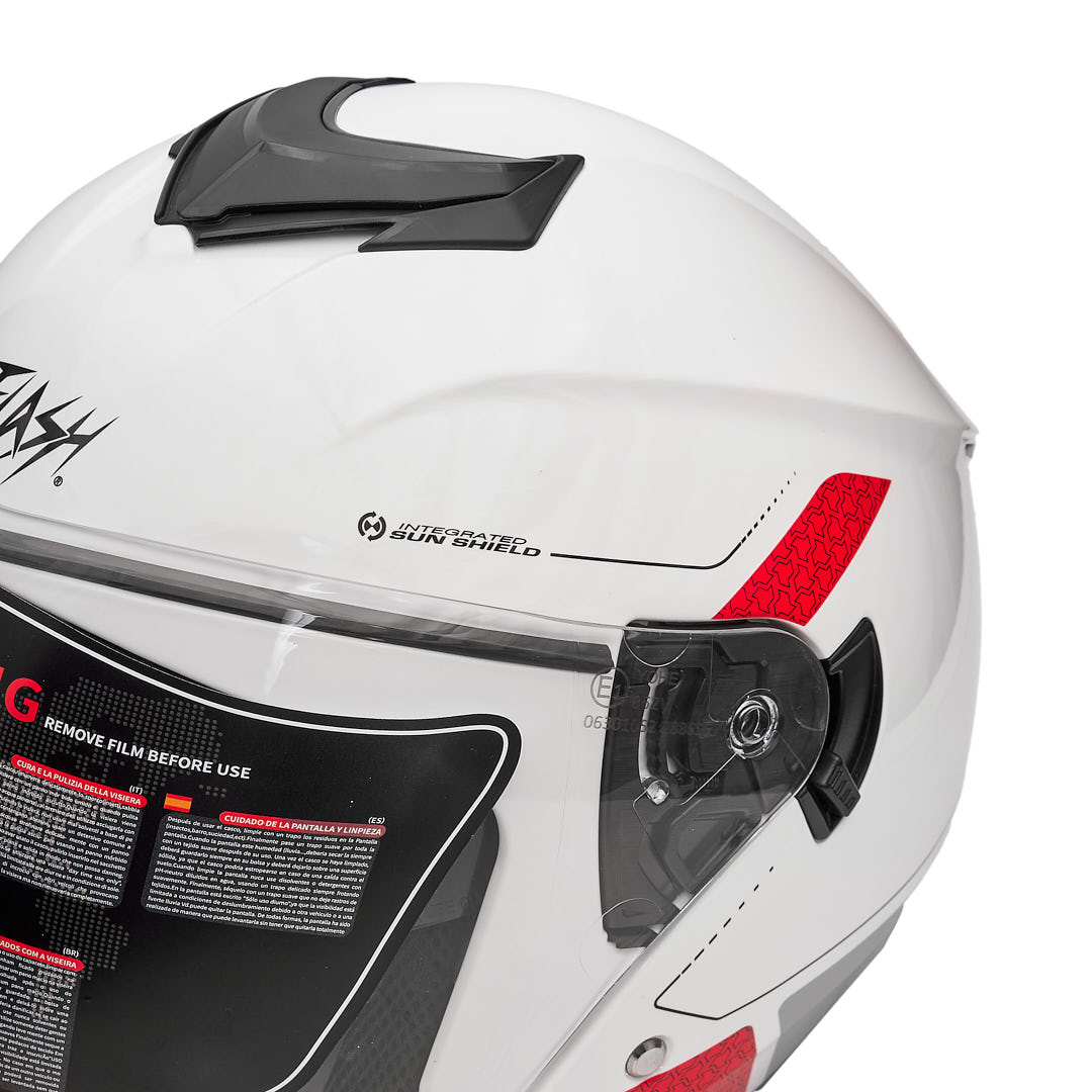 تصویر کلاه کاسکت بدون فک فلش مدل 852 glossy red-white سایز XL