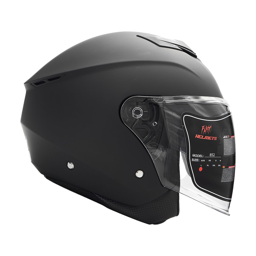 تصویر کلاه کاسکت بدون فک فلش مدل 852 matt black سایز XL
