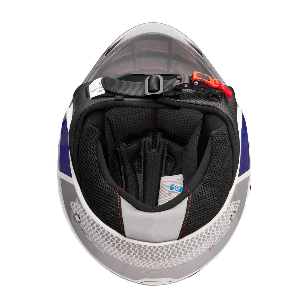 تصویر کلاه کاسکت بدون فک فلش مدل 852 glossy blue-white سایز XL